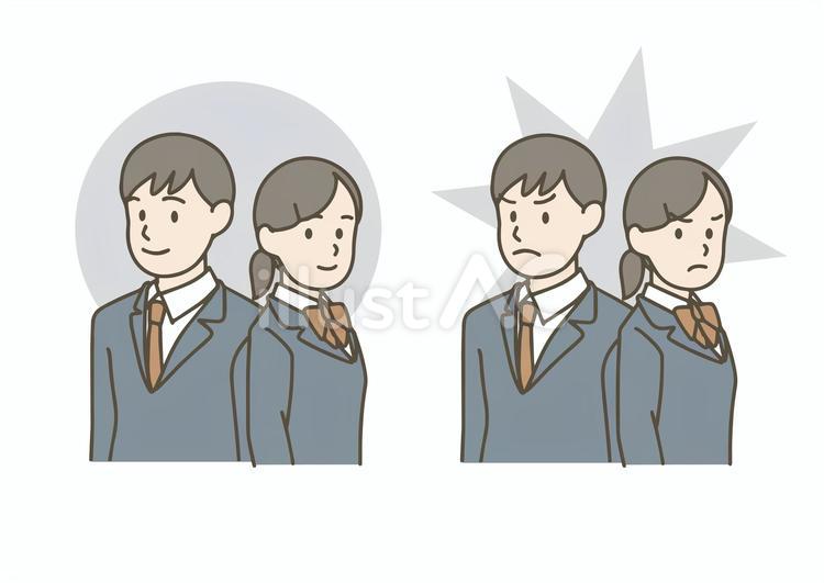 仲のいい様子と喧嘩の様子（学生） 学生,ブレザー,制服のイラスト素材