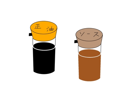 調味料　しょうゆとソース しょうゆ,ソース,調味料,味付け,料理,食品,醤油さし,イラストのイラスト素材