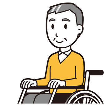  ニット中年男性(黄)-295-バスト 車いす,おじさん,男性,中年,お父さん,パパ,シニア,ミドルエイジ,人物,かわいいのイラスト素材