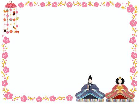 ひなまつりフレーム1 雛祭り,ひな祭り,桃の節句,春,おひなさま,お雛様,雛人形,つるし雛,雛のつるし飾り,さげもんのイラスト素材