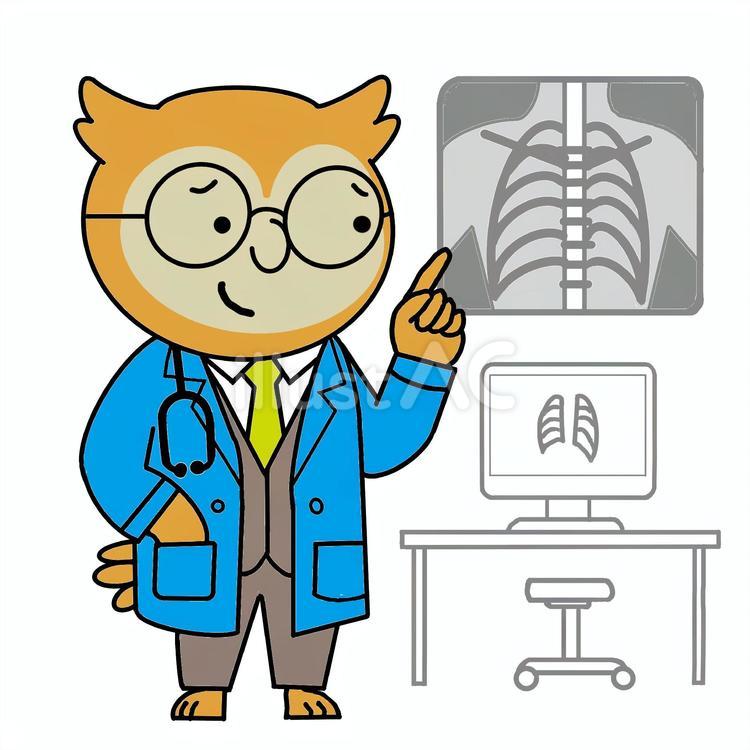 フクロウのX線技師１ 働く,動物,フクロウのイラスト素材