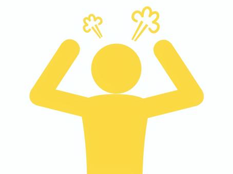 両手を振り上げてプンプン怒る人（黄） 人,人物,ピクトグラム,上半身,怒る,怒り,立腹,腹立ち,不快,不愉快のイラスト素材