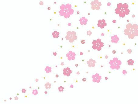 背景07_桜ふぶき 桜,春,花,背景,4月,和風,お花見,桜吹雪,コーナー,パターンのイラスト素材