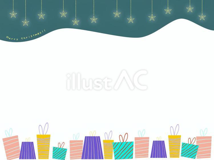 星とプレゼントのクリスマスフレーム　1 クリスマス,背景,フレームのイラスト素材