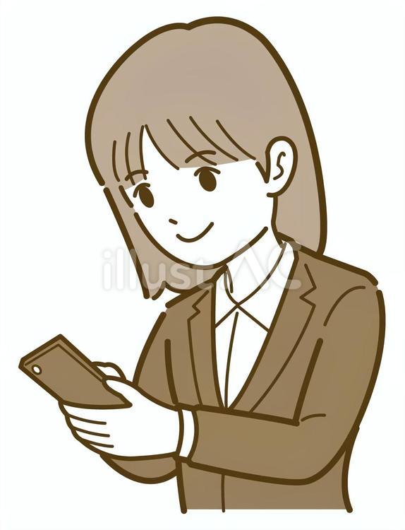スマホを操作する女性社員 女性,人物,ビジネスのイラスト素材
