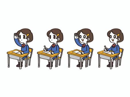 ブレザー女学生 ブレザー女学生 学校,生徒,学生のイラスト素材