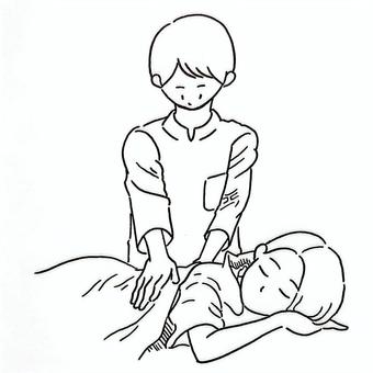 整体師(線画) 整体師,整体,マッサージ師,マッサージ,エステ,サロン,男性,女性,職業,仕事のイラスト素材