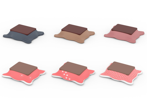 こたつ6種セット（冬・和柄） こたつ,冬,セット,インテリア,和風,家具,カラーバリエーション,和柄,足跡のイラスト素材