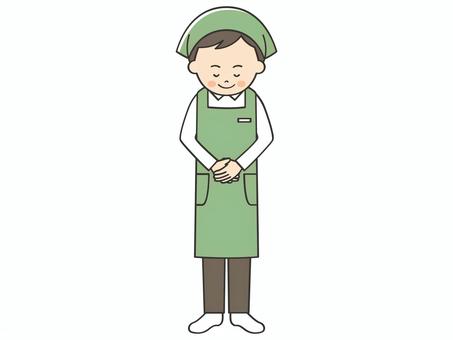 お辞儀をする男性店員 お辞儀をする男性店員 お辞儀,お礼,挨拶,礼,お断り,感謝,ありがとう,笑顔,男,店員のイラスト素材