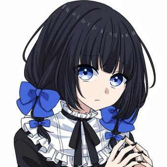 女の子 人物,女の子,キャラクター,おさげ,リボン,かわいい,アイコン,プロフィール,アニメ絵,萌え系のイラスト素材
