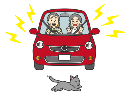 急ブレーキをかける高齢者ドライバー-1 自動車,車,運転,高齢者,老人,ドライバー,おじいさん,焦る,びっくり,青ざめるのイラスト素材