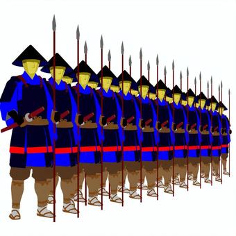 足軽　兵隊。 足軽,兵隊,戦国時代,戦,槍のイラスト素材