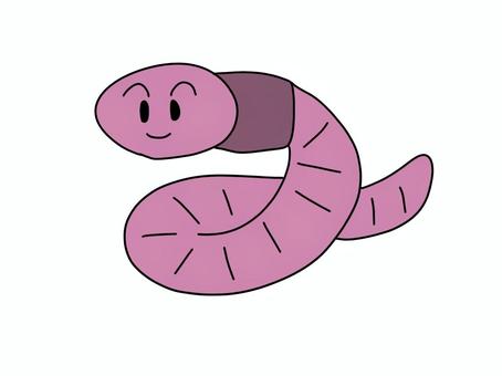 ミミズのキャラクターのイラスト ミミズ,キャラクター,釣り餌,土,堆肥のイラスト素材