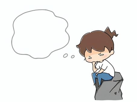 考える人吹き出し付き 考える,考える人,悩み,悩む,困る,トラブル,分からない,謎,うむ,うーんのイラスト素材