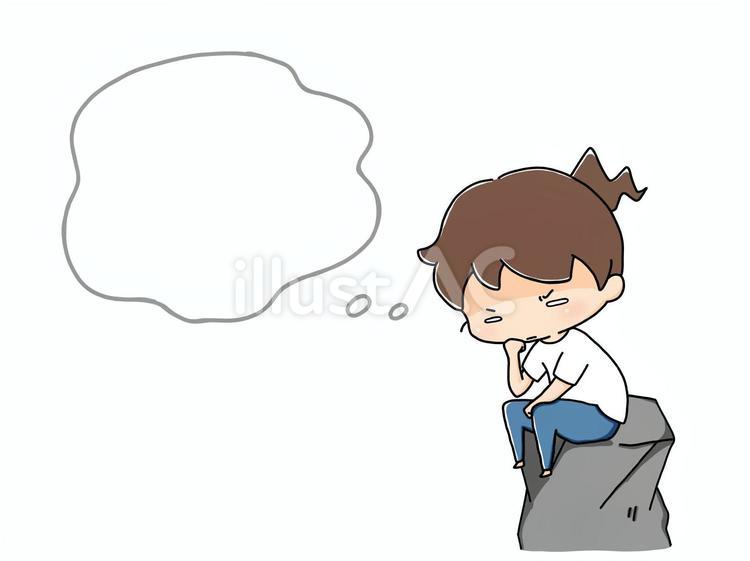 考える人吹き出し付き 考える,考える人,悩みのイラスト素材