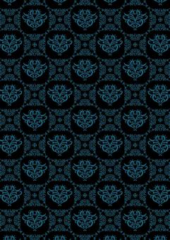 Illustration, black, ash blue, decorative ruling, 
