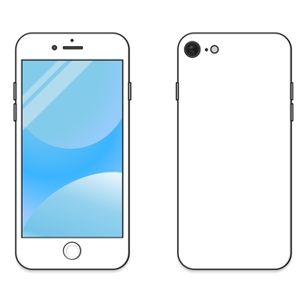 シンプルなスマホのイラスト　表と裏2 スマホ,携帯電話,電化製品,コンピューター,端末,スマートフォン,モバイル端末,液晶,ネットワーク,タッチパネルのイラスト素材