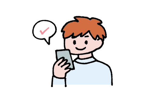 シンプルなスマホを見る男性のイラスト スマホ,見る,男性,sns,スマートフォン,ネット,予約,連絡,電話,メッセージのイラスト素材