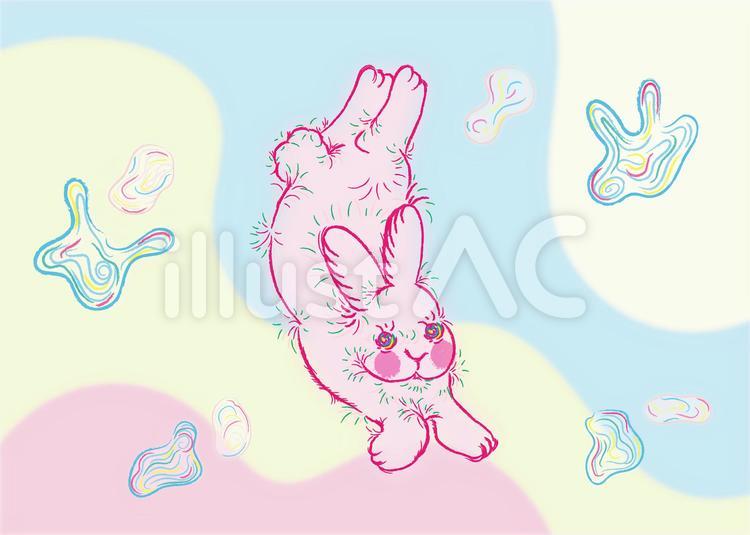夢を彷徨ううさぎ6 手書き,手描き,うさぎのイラスト素材