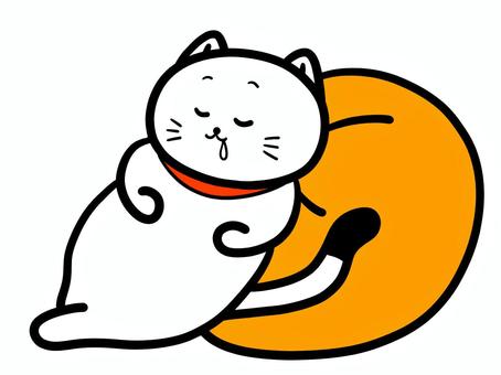 すやすやと寝る猫 猫,寝る,昼寝,すやすや,睡眠,よだれ,安眠,クッション,大きい,動物のイラスト素材