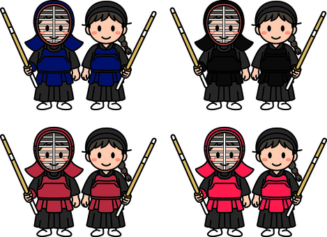 剣道の子供たちです。 剣道,シンプル,スポーツ,部活,クラブ,サークル,武道,和風,面,胴着のイラスト素材