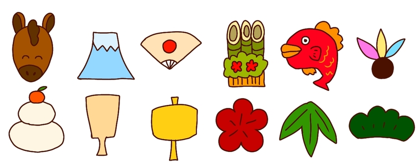 正月アイコンセット2026年 正月アイコンセット2026年 アイコン,かわいい,正月のイラスト素材