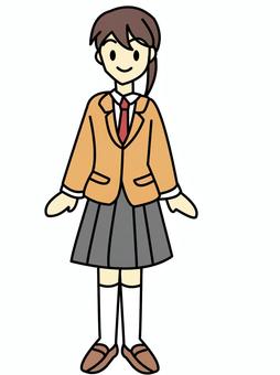 学生　女性 学生,人物,中学,高校,中学生,高校生,シンプル,かわいいのイラスト素材