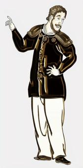 異国の人 金色 異国の人 金色 浮世絵,異国人,外国人,洋服,髭,全身,日本,和風,人,男性のイラスト素材