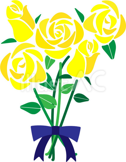 黄色いバラの花束