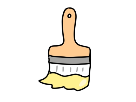 ペンキのハケ(3)のイラスト ペンキのハケ(3)のイラスト ペンキ,ハケ,黄色,創作,ペンキ塗り,画材,大工のイラスト素材
