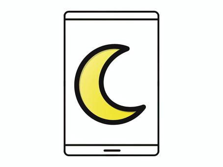 スマホの「おやすみモード」アイコン	 おやすみモード,スマートフォン,アイコン,夜間モード,休息,就寝,サイレントモード,機能,夜,モバイルのイラスト素材