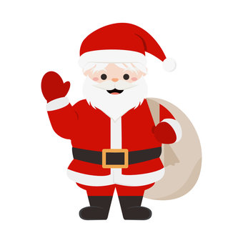 手をふって笑顔で挨拶をするサンタクロース