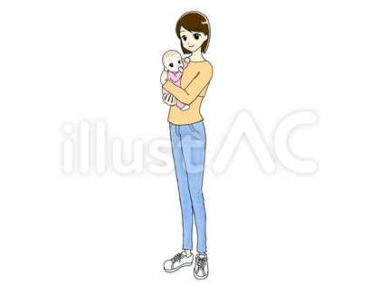 赤ちゃんを抱くママ_全身②