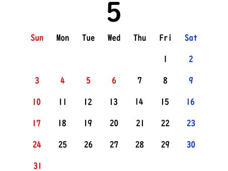 ２０２６年のカレンダー（５月） カレンダー,スケジュール,５月,春,予定,2026,シンプル,手書き,暦,書き込みのイラスト素材
