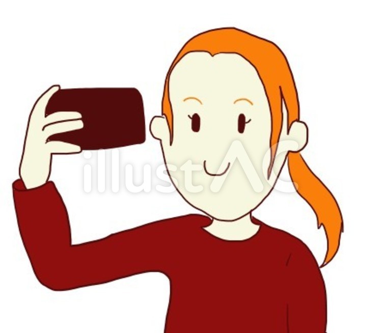 自撮りする女性 自撮り,女性,人物のイラスト素材