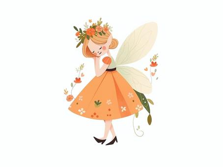 Illustration, fairy, orange, flower, 