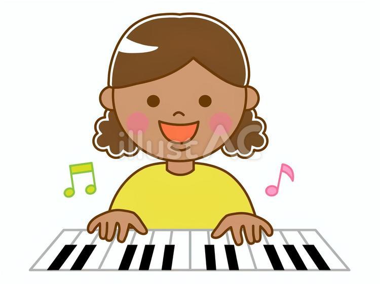 ピアノを弾く外国人の女の子 ピアノ,練習,音楽のイラスト素材