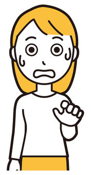 目を丸くして驚いている若い女性 驚く,女性,女の子,人,ロングヘア,若い,目,見開く,びっくり,動揺のイラスト素材