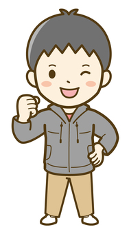 冬着の男の子01_25 子供,子ども,こども,人物,人,小学生,男の子,男子,かわいい,イラストのイラスト素材