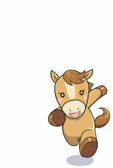 走る馬のキャラクターの年賀状素材 馬,午年,干支,年賀状素材,2026,2026年,年賀状,新年,新春,元旦のイラスト素材