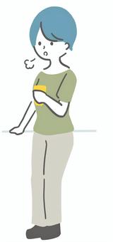 コーヒーを飲みながらため息をつく女性 女性,休憩,ため息,悩み,リフレッシュ,全身,コーヒー,シンプル,ラフタッチ,手書き風のイラスト素材