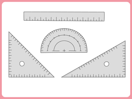文具_定規セット（カラー） 定規,三角定規,分度器,文具,文房具,stationery,学校,算数,筆記用具,製図のイラスト素材