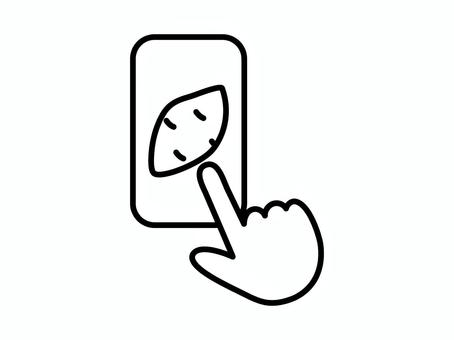 スマホでさつまいもをタップするイラスト スマホでさつまいもをタップするイラスト スマホ,タップ,指,手,食材,野菜,注文,アプリ,sns,食べ物のイラスト素材