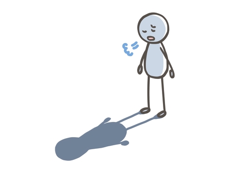 棒人間　落ち込む人 棒人間,人,ため息,影,ストレス,疲労,限界,呆れる,夕方,帰り道のイラスト素材