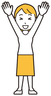  ロングヘア女性(黄)-553-全身