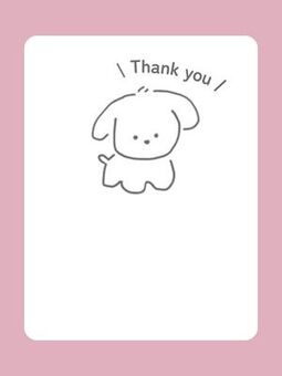 いぬのサンキューカード いぬ,サンキューカード,動物,thank,you,かわいい,手描き,ピンクのイラスト素材