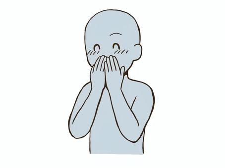 口元を隠して笑うドローイング デッサン,人形,ラフ,ポーズ,口元,隠す,笑う,ドローイング,照れる,恥ずかしいのイラスト素材