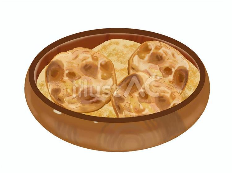 菓子器とせんべい2種類（蓋なし）2 せんべい,煎餅,菓子器のイラスト素材