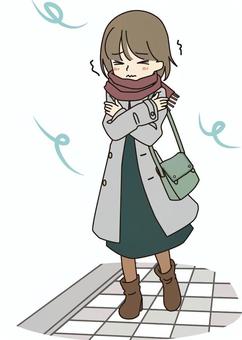 う～、寒い寒い 寒い,震え,風,歩く,歩道,凍える,お出かけ,冬,辛いのイラスト素材