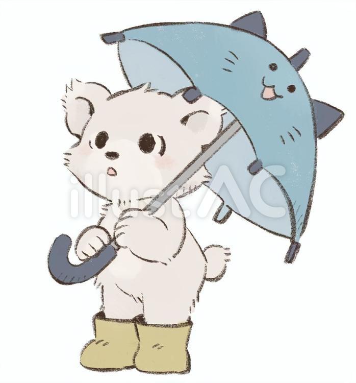 こぐまちゃんと傘 クマ,動物,雨のイラスト素材